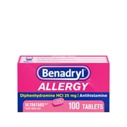Benadryl Allergy Medicine for Adults, Ultratablets, 25 mg Diphenhydramine HCl, 100 Count Size