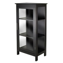 Kingfisher Lane Transitional Solid Wood Display Curio Cabinet in Black