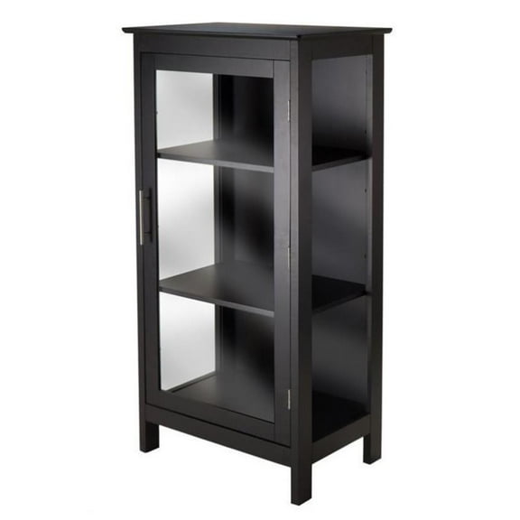 Kingfisher Lane Transitional Solid Wood Display Curio Cabinet in Black