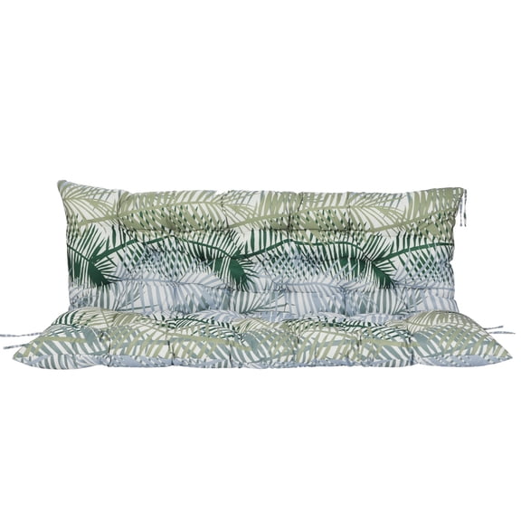 Outdoor Swing Cushions 60 Inch, Waterproof 4" Thick Porch Swing Cushion Replacement with Backrest and Ties, Comfortable 2-3 Seat Pation Swing Pad for Backyard, Garden, Lawn, Outdoor Furniture
