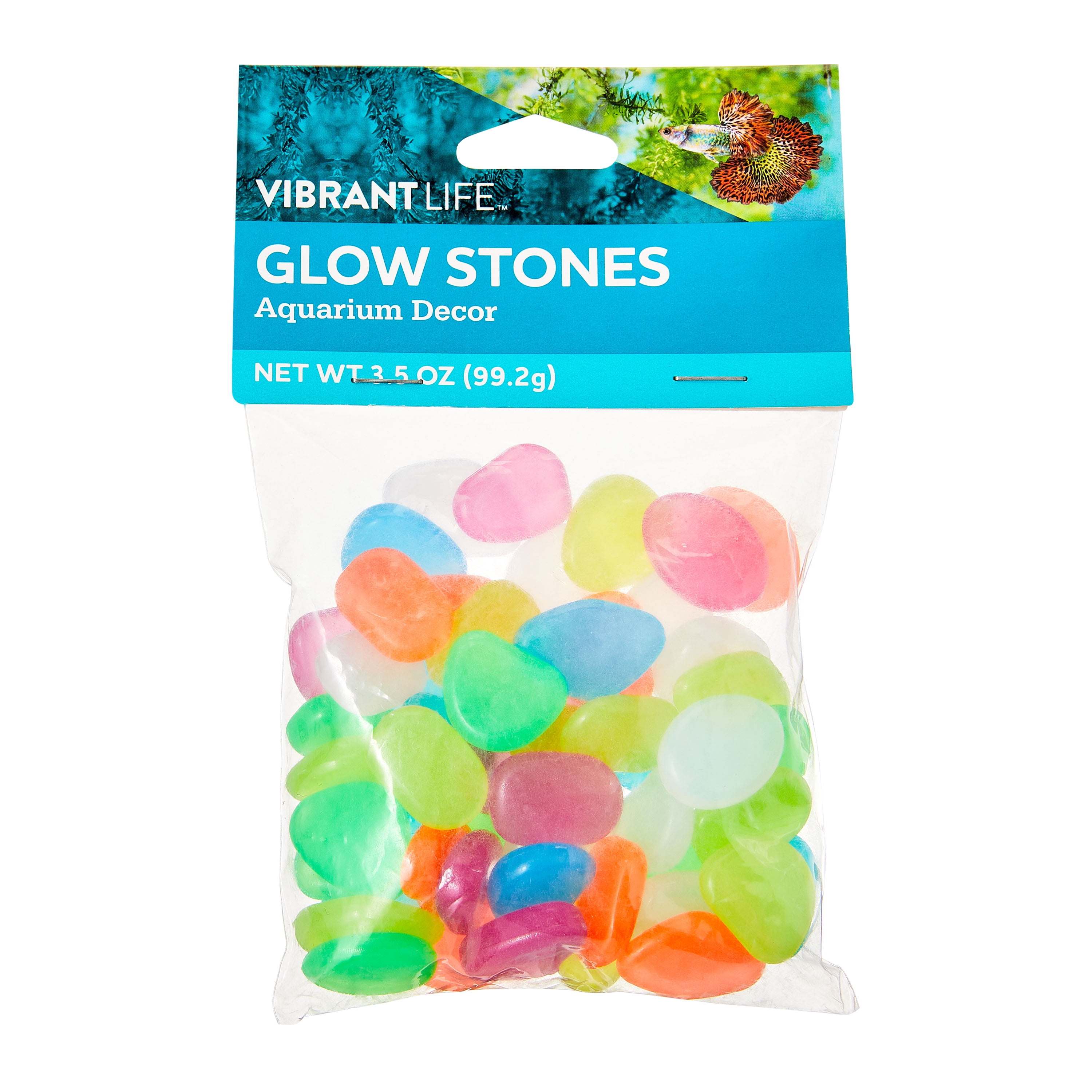(4 pack) Vibrant Life Glow Stones Aquarium Decor, 3.5 oz