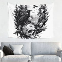 Raven Skulls Forest Tapestry, Wall Tapestry Tapestry Wall Hanging, Tapestry Aesthetics for Bedroom Living Room College Dorm Decor, One Piece Tapestry(29" x 37")