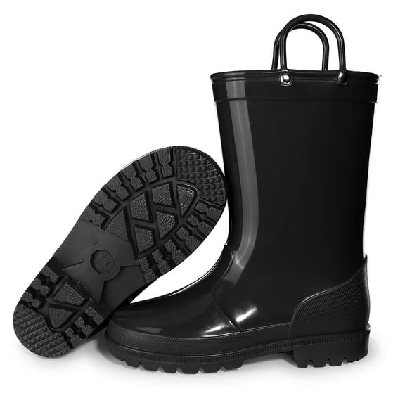 GYMEPIC Boys Girls PVC Waterproof Rain Boots Mid-Calf Pull-on Kids Outdoor Mud Boots