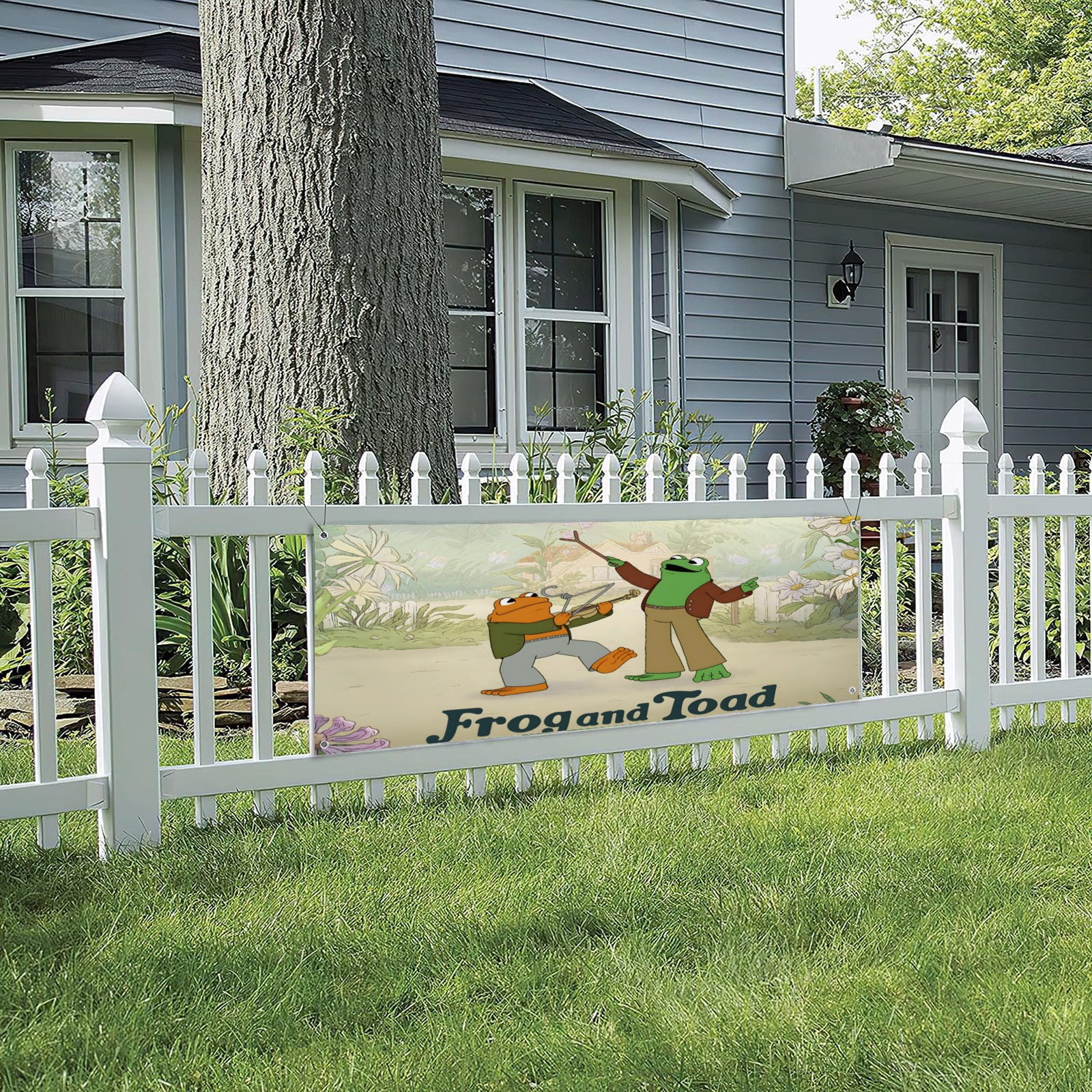 Frog and Toad-Theme Backdrops Banner Birthday Party Decor Supplies Personalized Party Backdrop Decoration,5x3ft（150x90cm）
