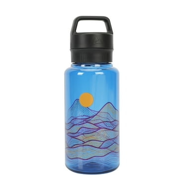 Ozark Trail 32oz Tritan Chug Bottle, Blue with Mountain Print