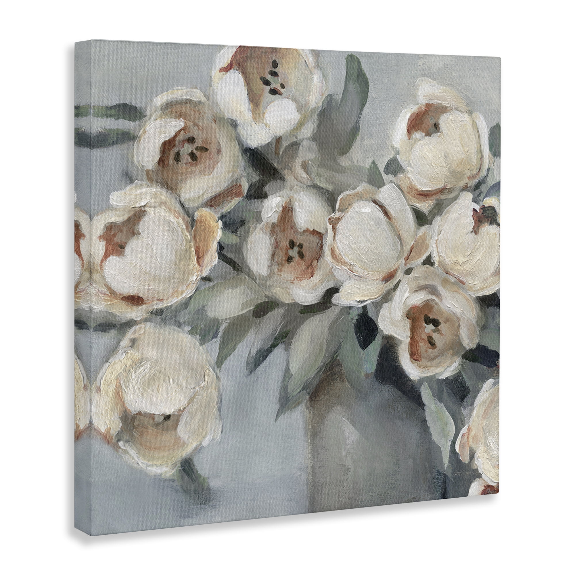 Stupell Industries Blooming Round Peonies Plants & Flowers Painting Wrapped Canvas Art Print Wall Art, 36 x 36
