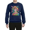 thumbnail image 2 of Wild Bobby Rainbow Painted Mother Mary Dean Russo Design Inspirational/Christian Unisex Crewneck Sweatshirt, Navy, Medium, 2 of 6