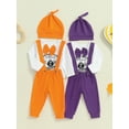 thumbnail image 4 of Aojekbee Baby Boy Outfit, Long Sleeve Letters Printed Romper with Overall Pants and Hat Infant Outfit, 4 of 10