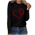 thumbnail image 2 of Pimelu Valentines Day Shirts for Women,Women's Tees Shirts,Cute Sport Vintage Oversized Sweatshirt for Women Plus Size Round Neck Long-Sleeve Pullover Women Tees Heart Paws Print Lightweight Pullover, 2 of 4