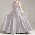 thumbnail image 2 of AHTJRT Dresses for Girls Sequin Glitter Satin Silk Sleeveless A-Line Formal Dress Birthday Party Wedding Gowns Princess Dress Gray 12-13 Years, 2 of 8