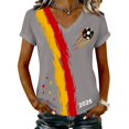 thumbnail image 1 of Women's Germany Football Graphic T-Shirt, Women's V-Neck T-Shirt German Soccer Letter Print Graphic Tee, Casual Fashion Top, Summer Short Sleeve Blouse for Soccer Tournament 2026 Light Gray Size: XL, 1 of 4