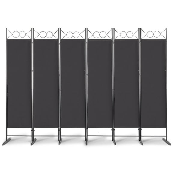 SSyao 6-Panel Room Divider Folding Privacy Screen w/ Metal Frame Decoration Black