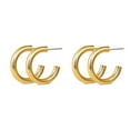 thumbnail image 1 of Transemion Women Earrings Exquisite Jewelry Adornment Rounded Ladies Piercing Ear Hoops Ears Studs Fashion Decor Accessory Golden 2Set, 1 of 6