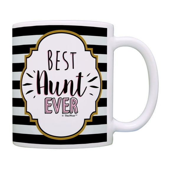 ThisWear Funny Aunt Gifts Best Aunt Ever Floral Mug Cute Aunt Gifts for Aunts Coffee Mug Stripe