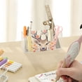 thumbnail image 7 of Deer Head Flowers Pencil Pen Cosmetic Holder Cup Makeup Brush Holder Desk Accessories Holder Acrylic Organizer for Office School Home, 7 of 7