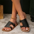 thumbnail image 3 of Slides for Women Open Square Toe Side Cutout Double Buckle Decor Non Slip Breathable Summer Leather Sandals Black, 3 of 9