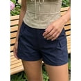 thumbnail image 2 of LMLYSoH Women Cargo Shorts Solid Color Vintage Elastic Casual Summer Low Waist Shorts with Pockets for Nightclub Streetwear, 2 of 8