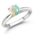 thumbnail image 2 of Gem Stone King 0.30 Ct Round Cabochon White Simulated Opal 10K White and Yellow Gold Solitaire Engagement Ring (Size 9), 2 of 4