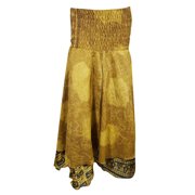 Mogul Womens Vintage Two Layer Dress Printed Recycled Boho Chic TWO In ONE Dress And Maxi Skirts