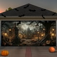 thumbnail image 3 of Halloween Garage Door Decoration Halloween Witch Door Cover Hanging Banner Large Pot Background Mural Suitable For Home Outdoor Indoor Parties Walls Windows Flags_ Banners & Accessories Easy To Use, 3 of 3
