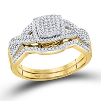10kt Yellow Gold Womens Round Diamond Bridal Wedding Engagement Ring Band Set 3/8 Cttw