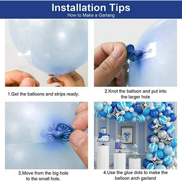 Balloonify Balloon Garland Set, 1 Durable Balloon Decorations Kit - 106  Pieces, With Balloon Chain, Navy & Sky Blue Latex Balloons for Arches,  Includes Glue Dots, - Restaurantware