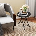 thumbnail image 2 of Gymax Round Folding Side Table 18 Inch Patio Coffee Table w/ Tempered Glass Tabletop Black, 2 of 10