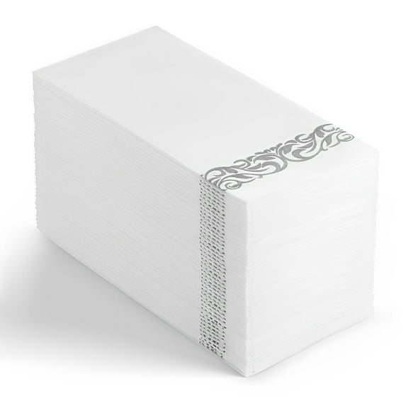 Paquete de 100 servilletas desechables doradas, servilletas de lino decorativas, servilletas de fiesta suaves y absorbentes, toallas de mano para invitados para baño, cocina, fiesta, cena o evento