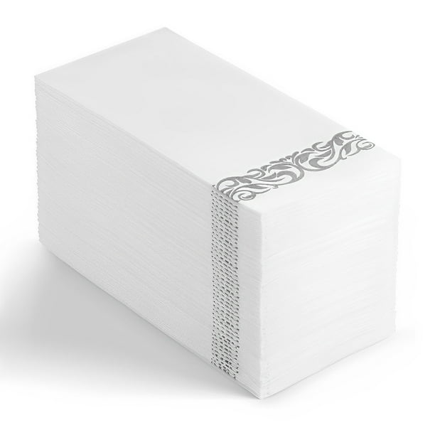 Paquete de 100 servilletas desechables doradas, servilletas de lino decorativas, servilletas de fiesta suaves y absorbentes, toallas de mano para invitados para baño, cocina, fiesta, cena o evento