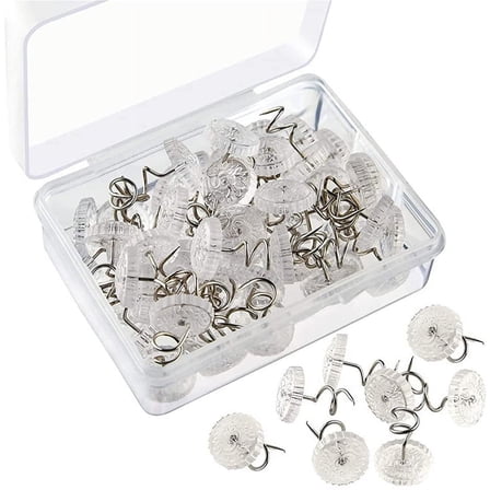 100 Pieces Clear Heads Twist Pins, Clear Heads Upholstery Pins, Upholstery Tacks Headliner Pins, Bed Skirt Pins for Holds Slipcovers and Bedskirts (100) (CN-001)
