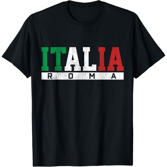 t-shirt Italian Flag Roma Italy Souvenir Gift T-Shirt mens，black，women，funny，journey，Crew Neck, Short Sleeve,custom clothing patterns.gift