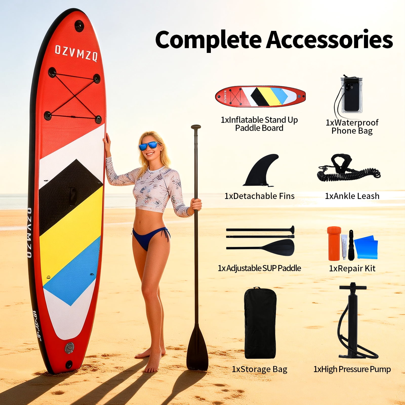 Inflatable Stand Up Paddle Board with SUP Accessories Anti-Slip EVA Deck 10’6’’ Inflatable Paddle Boards for Adults & Youth of All Skill Levels