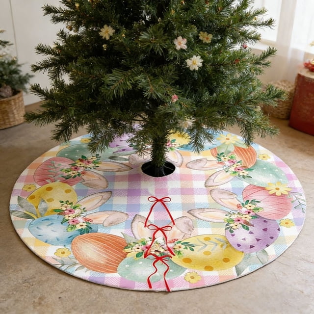 REK Easter Decor Easter Skirt Decorative Cover For Holiday Festive Centerpiece