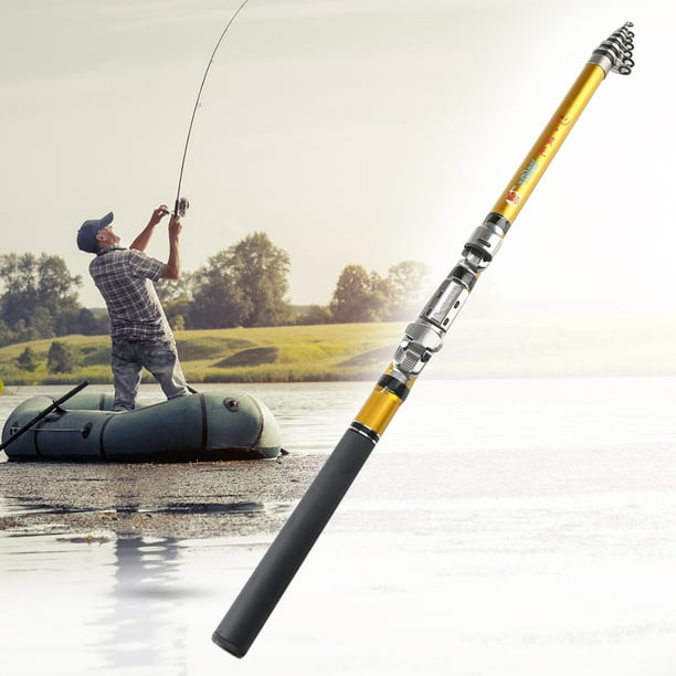 Pesca Mini caña de pescar telescópica de carbono para exteriores, aparejos de pesca con caña de balsa (2,1 m)