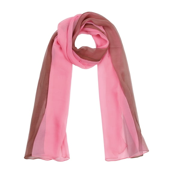 INSPIRAR CHIC Bufanda de Mujer Chiffon Seda Color Gradiente Ligera Chal Largo Khaki Rosa