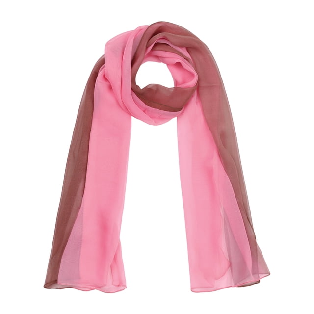 INSPIRAR CHIC Bufanda de Mujer Chiffon Seda Color Gradiente Ligera Chal Largo Khaki Rosa