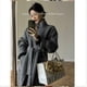 thumbnail image 2 of Abrigo de lana con cuello levantado largo para mujer, gabardina de Cachemira de doble cara, chaqueta de lana con tirantes de estilo largo, Otoño/Invierno 2024, 2 of 5