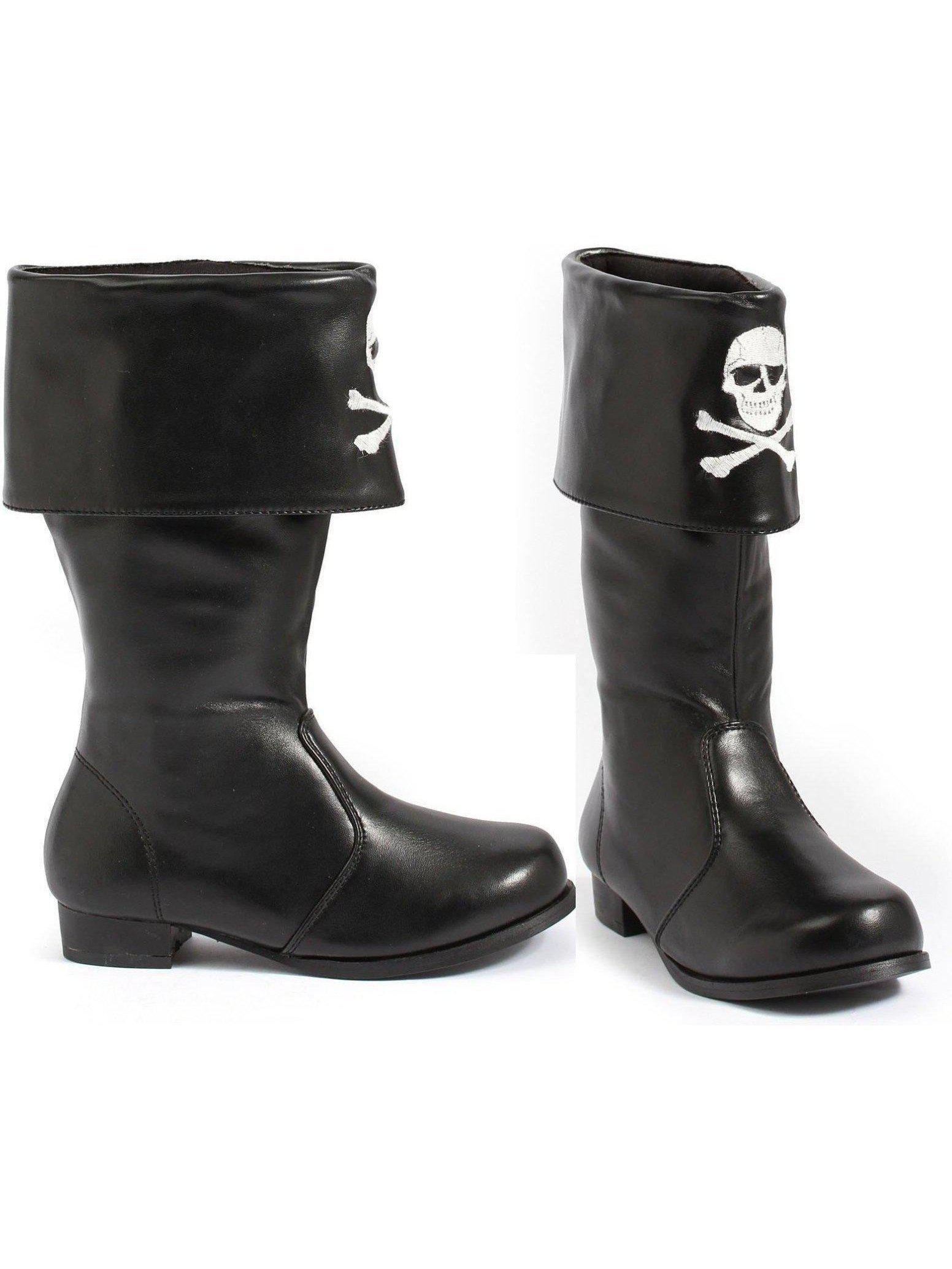 Ellie Shoes E-101-Patches 1 Heel Children Pirate Boot with Embroidered Skull Black / XS - image 1 of 2