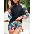 thumbnail image 3 of Sociala Two Piece Rash Guard for Womens Long Sleeve Swimsuits Sets UV UPF 50+ Swim Shirt with Boyshort Bottom, 3 of 5