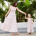 thumbnail image 5 of FYMNSI Mommy and Me Dresses Floral Print Family Matching Outfits Ruffled Summer Midi Tank Dress Square Neck Flowy Sundress Pink (Mom L), 5 of 9