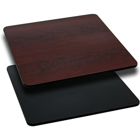 Soro Essentials- 30''x 30'' Wood Square Table Top with Black or Mahogany Reversible Top- Laminate Reversible Table Top for Home Dining Office Boardroom Living Room and Commercial