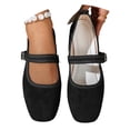 thumbnail image 3 of HXWCHs Women's Casual Low Heel On Shoes with Square toe and Retro Ankle Strap for Comfortable Everyday Walking 9 Black, 3 of 8