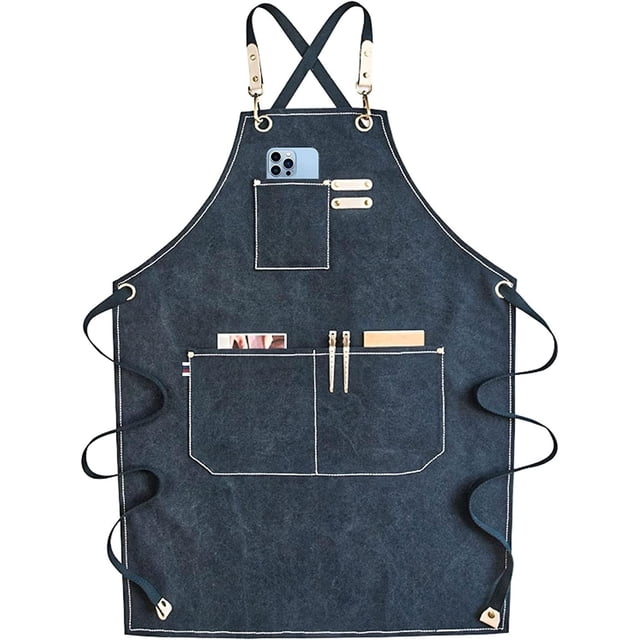 Delantal de lona ajustable de gran tamaño con bolsillos, delantales para hombres y mujeres, delantal de lona grueso impermeable