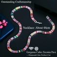 thumbnail image 4 of Luxury Fashion Colorful Rainbow Baguette CZ Gold Color Necklace for Women Party, 4 of 9