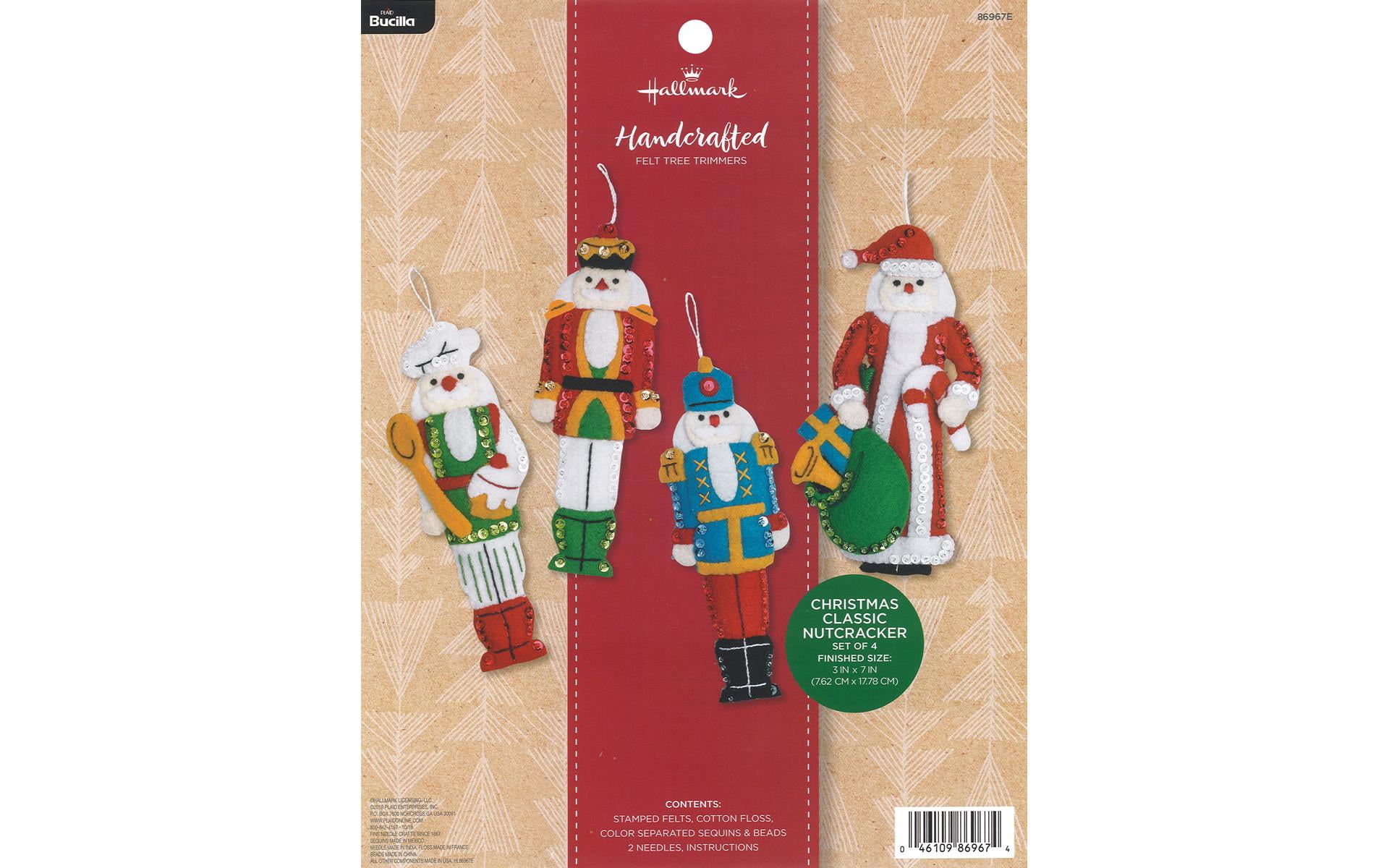 Bucilla Felt Kit HM Santa & Nutcracker TreeTmrs4pc