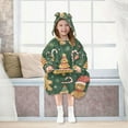 thumbnail image 7 of FORMRS Wearable Blanket Hoodie with Sleeves for Kids Cozy Flannel Sweatshirt, Beige Christmas Gingerbread, 7 of 7