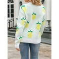 thumbnail image 2 of Women'S 2025 Autumn and Winter Knitted Loose Personality Lemon Sweater Round Neck Casual Long Sleeve Tops White S, 2 of 7