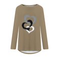 thumbnail image 4 of Long Sleeve Shirts for Women Dressy Casual Crew Neck Hem Flowy Tops Color Block Geometry Printed Oversized Loose Tunic Shirts Graphic Tees for Spring Fall #B06-Orange S, 4 of 4