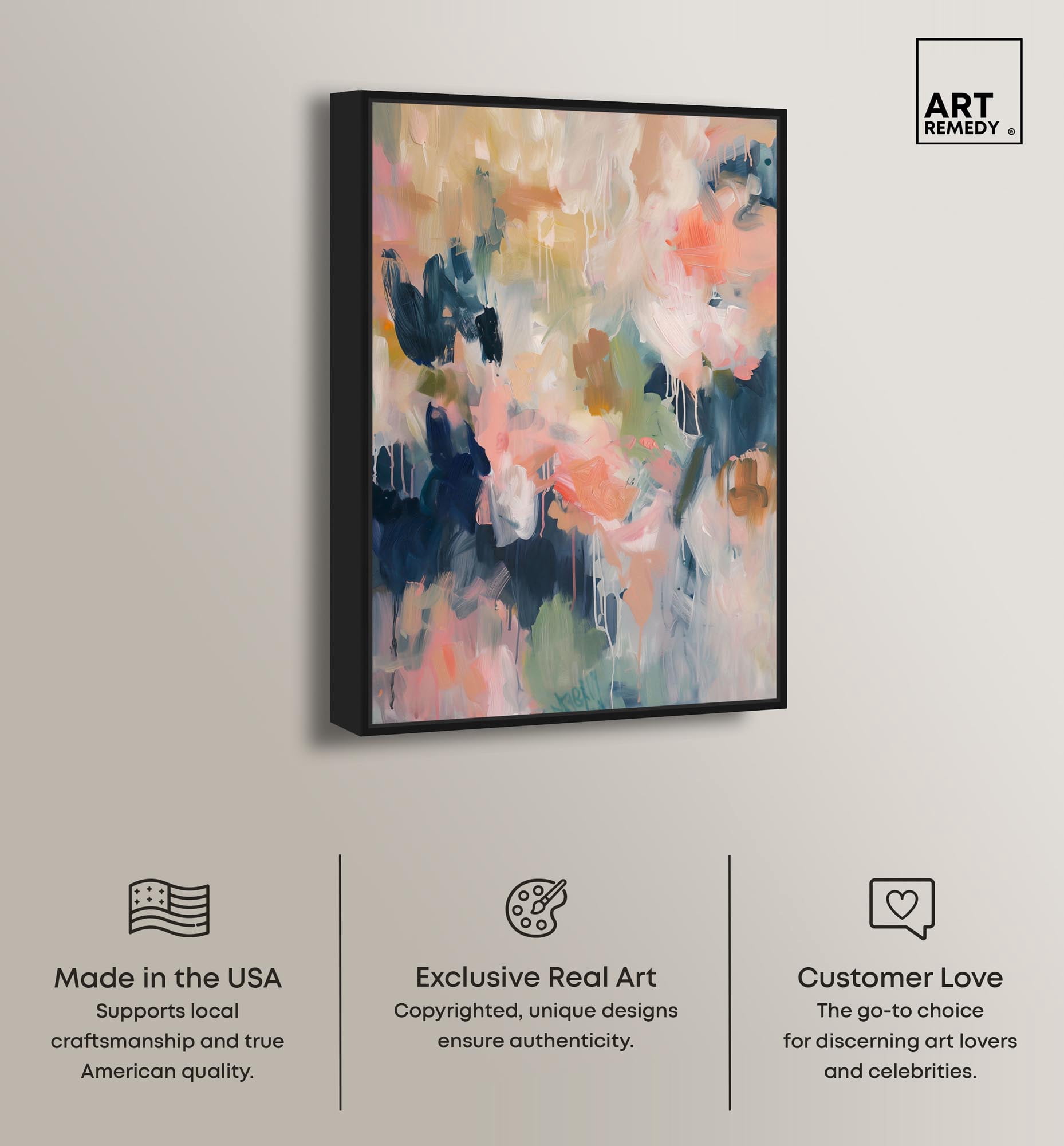 Blush of Nature Canvas Colorful Pastel Art by Art Remedy, Black Frame, 24" x 36"