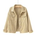 thumbnail image 4 of Liquidation d'Économies 2024! Funicet Veste en Denim Décontractée pour Femmes, Couleur Unie, Basique, à Manches Longues, Manteau Veste en Jean Violet P, 4 of 5
